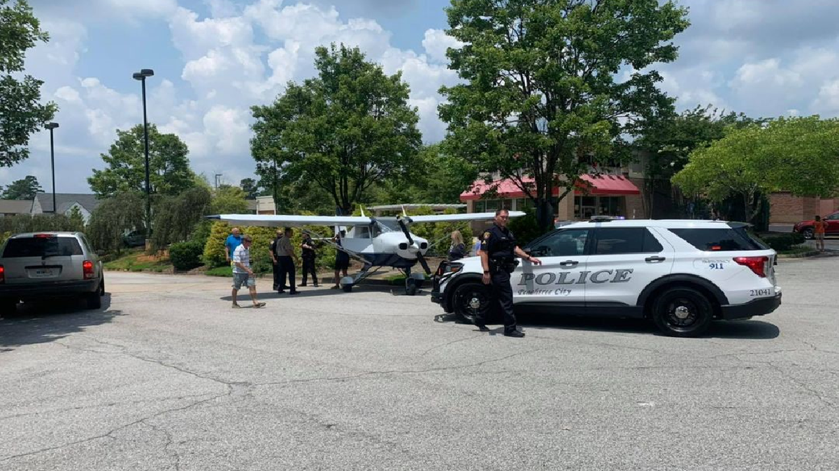 Police say there were no injuries to the pilot or damage to the plane following the landing Sunday. (Peachtree City Police and Fire Rescue)