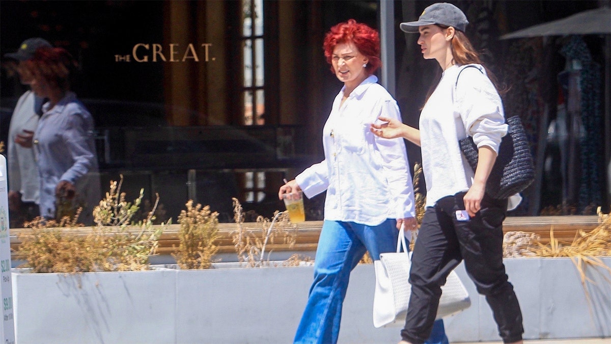 Sharon Osbourne (L) and her eldest daughter Aimee (R) out to lunch in Los Angeles. 