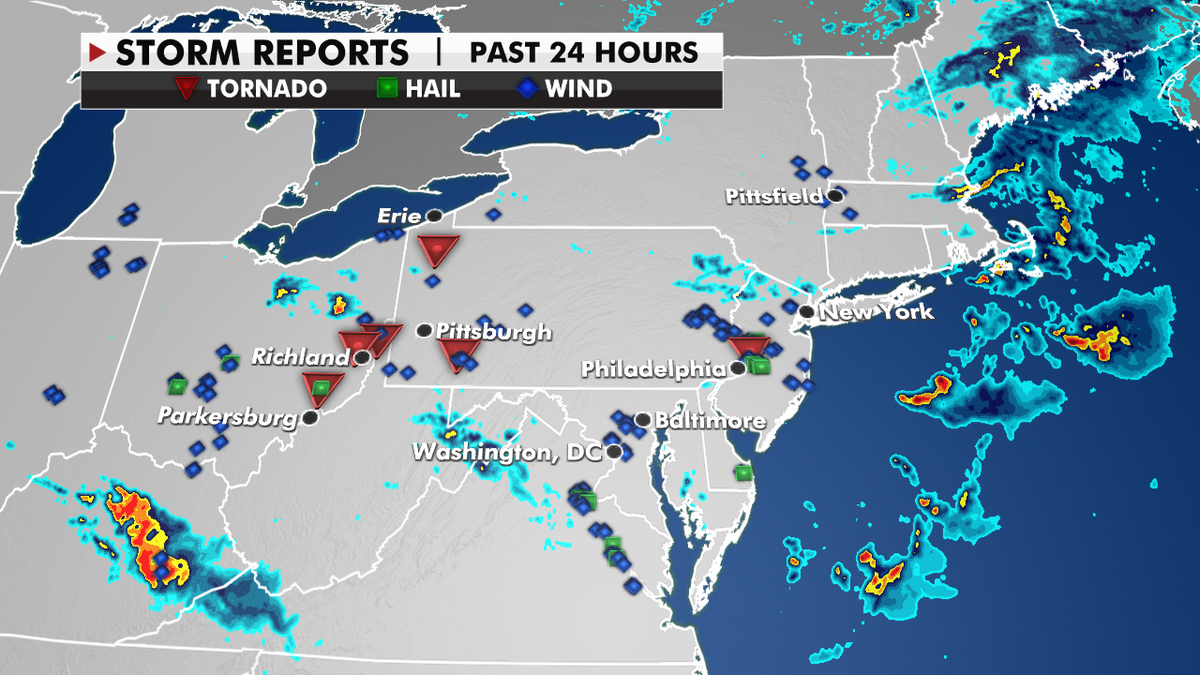 Storm reports in the last 24 hours. (Fox News)