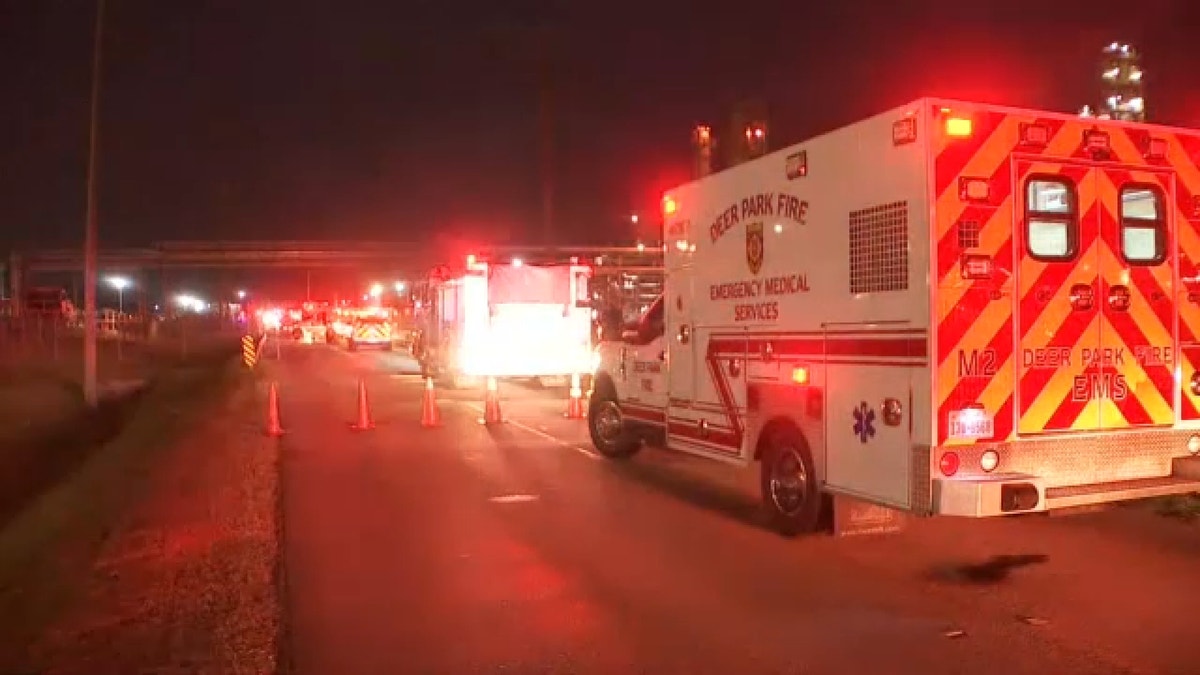 Emergency crews respond to the chemical incident at the LyondellBasell complex near La Porte, Texas. (KTRK)