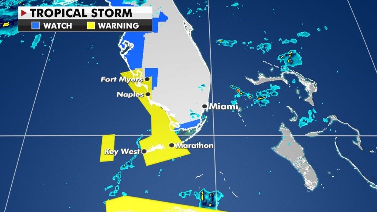 Tropical storm watches and warnings currently in effect. (Fox News)