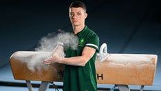 Olympian Rhys McClenaghan puts so-called anti-sex beds to the test