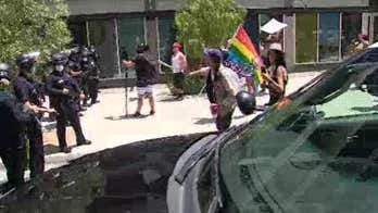 Antifa violently clashes with police outside Los Angeles spa following alleged transgender disrobing incident