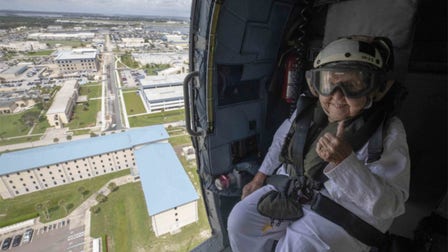 Navy flies widow around ship named after her husband for 100th birthday