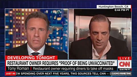 California restaurant owner calls out Chris Cuomo to his face for breaking COVID quarantine