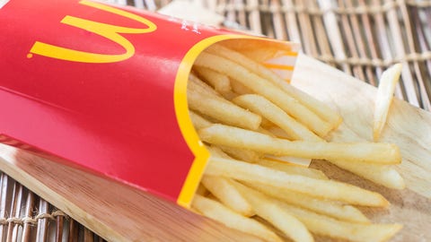 Video showing free french fry hack at McDonald's