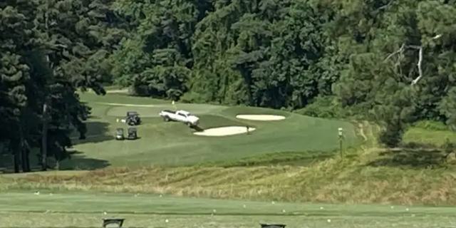 Police found the bodies of California resident Henry Valdez, 46, and Kansas resident Paul Pierson, 76, in the bed of a white Dodge pickup truck stuck on a hill on the golf course.  (FOX 5 Atlanta)