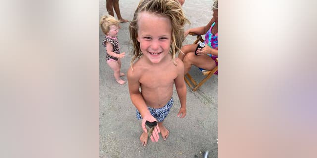 Xander, 5, found a rather large tooth that measures 3.25-by-2.25 inches during his recent trip to North Myrtle Beach, S.C. His mother Kelly Buck tells Fox News that fossil identification enthusiasts on Facebook have told her it looks like a megalodon tooth.