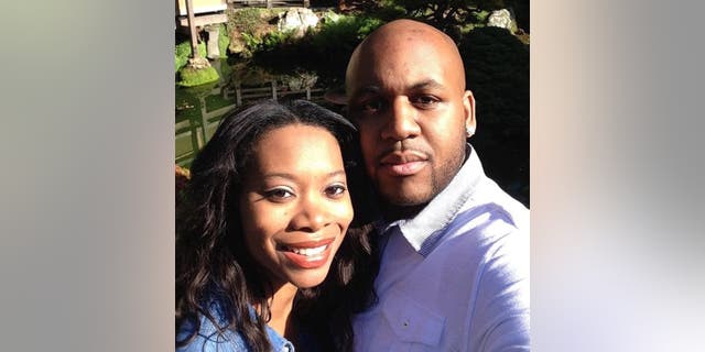 Stephanie Jacobs (left) and Brandon Jacobs (right) got married in July 2020 and their Ring video doorbell captured the their threshold cross right after their ceremony. Nearly a year later, the video has gone viral on social media. (Brandon Jacobs)