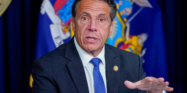 New York Gov. Andrew Cuomo speaks during a news conference, Wednesday, June 23, 2021, in New York. He resigned in August. (AP Photo/Mary Altaffer)