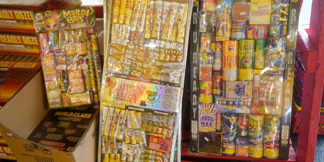 Fireworks are shown in a fireworks vendor's tent Thursday, June 24, 2021, in Sandy, Utah. Many Americans aching for normalcy as pandemic restrictions end are looking forward to traditional Fourth of July fireworks. But with a historic drought in the U.S. West and fears of another devastating wildfire season, officials are canceling displays, passing bans or begging for caution. (AP Photo/Rick Bowmer)