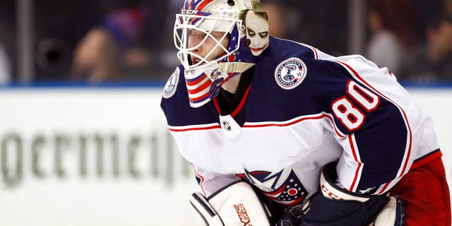 Columbus Blue Jackets goalkeeper Matiss Kivlenieks (80) will be featured in the second round of the NHL hockey game in New York City this Sunday, January 19, 2020.
