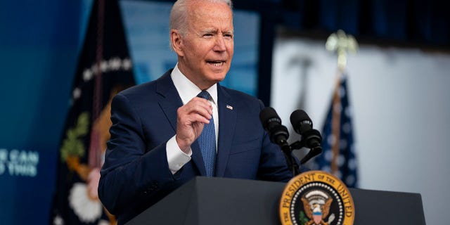 President Joe Biden speaks in the South Court Auditorium on the White House campus, Tuesday, July 6, 2021, in Washington. (AP Photo/Evan Vucci)