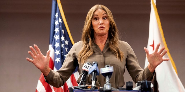 Caitlyn Jenner, Republican candidate for California governor, speaks during a news conference on Friday, July 9, 2021, in Sacramento, Calif.   Jenner said she is a serious candidate and asserted she is leading the field of Republican candidates, even though no independent polling has been that shows that. . (AP Photo/Noah Berger)