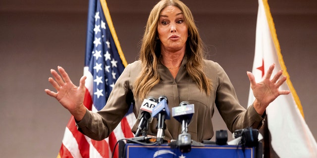 Caitlyn Jenner, Republican candidate for California governor, speaks during a news conference on Friday, July 9, 2021, in Sacramento, Calif. Jenner said she is a serious candidate and asserted she is leading the field of Republican candidates, even though no independent polling has been that shows that. . (AP Photo/Noah Berger)