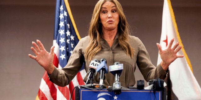 FILE — In this July 9, 2021,file photo Caitlyn Jenner, a Republican candidate for California governor, speaks during a news conference in Sacramento, Calif. Jenner has described herself as a fiscal conservative who is liberal on social issues. But she’s proven gaffe-prone in interviews. (AP Photo/Noah Berger,File)