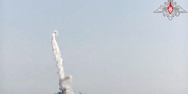 In this photo taken from video distributed by Russian Defense Ministry Press Service, a new Zircon hypersonic cruise missile is launched by the frigate Admiral Gorshkov of the Russian navy from the White Sea, in the north of Russia, Russia, Monday, July 19, 2021. The Russian military has reported another successful test launch of a new Zircon hypersonic cruise missile. Russia's Defense Ministry said the launch took place on Monday from an Admiral Groshkov frigate located in the White Sea, in the north of Russia. The ministry said the missile successfully hit a target more than 350 kilometers (217 miles) away on the coast of the Barents Sea. 