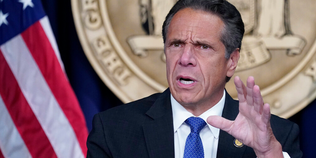 New York Gov. Andrew Cuomo speaks during a news conference, in New York.