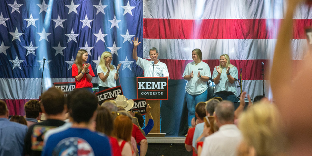 Republican Gov. Brian Kemp of Georgia formally launches his 2022 reelection campaign at a kick off event in Perry, Ga., on July 10, 2021. (Courtesy of Brian Kemp campaign)