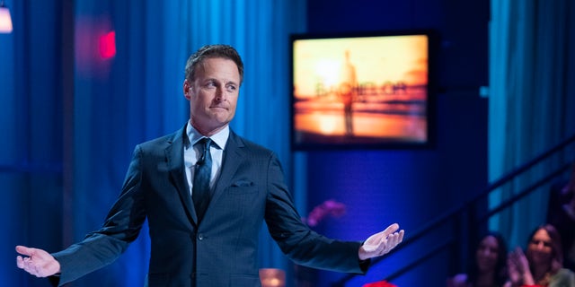 Chris Harrison on stage during ‘The Bachelor’ season finale in 2019.