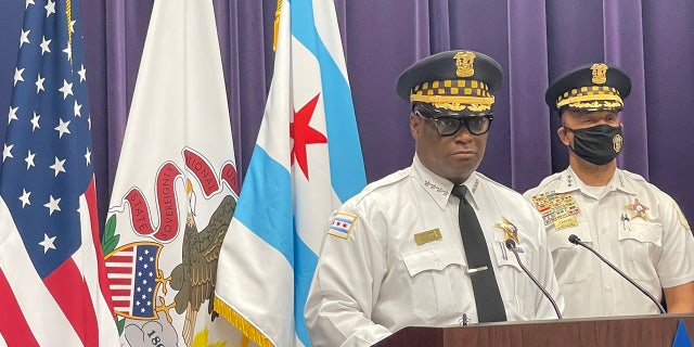 Chicago Police Superintendent David Brown speaks during a press conference Monday