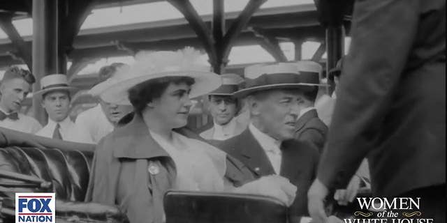 Woodrow Wilson (right) is depicted with his wife, Edith Wilson.