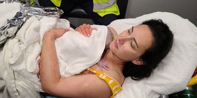 Emily Geller Hardman, 35, gave birth to her daughter in a car coming home from a wedding in Lancaster, Pennsylvania