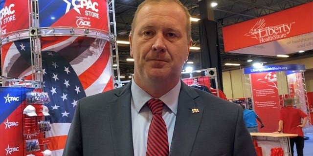 Missouri Attorney General Eric Schmitt, a candidate for the 2022 GOP Senate nomination in his state, speaks with Fox News at CPAC Dallas, on July 10, 2021, in Dallas, Texas.