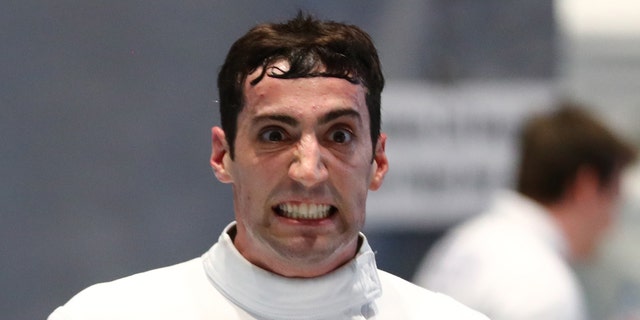Alen Hadzic of the United States attends the Peter Bakonyi Men's Epee World Cup preliminary rounds at the Richmond Olympic Oval on February 7, 2020 in Richmond, Canada.  (Photo by Devin Manky / Getty Images)