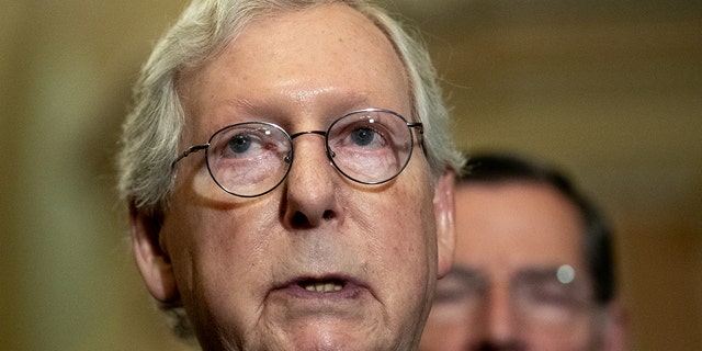 Senate GOP Leader Mitch McConnell of Kentucky speaks during a news conference in Washington, June 22, 2021. (Getty Images)