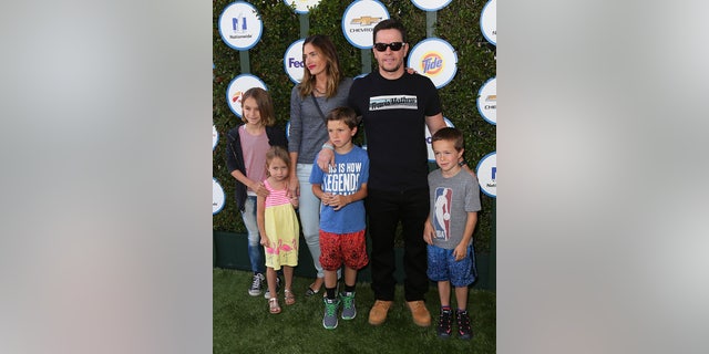 Actor Mark Wahlberg, wife model Rhea Durham and their children.