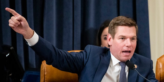 FILE: U.S. Rep. Eric Swalwell, D-Calif., questions Gordon Sondland, the U.S ambassador to the European Union, during a hearing before the House Intelligence Committee in the Longworth House Office Building on Capitol Hill November 20, 2019 in Washington, DC.