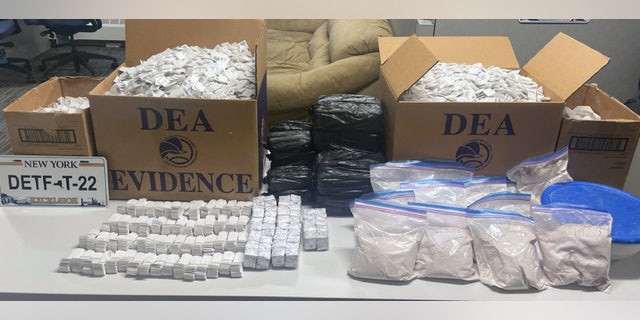 Agents seized 40 pounds of alleged heroin and fentanyl during a bust in the Bronx. The drugs were branded with several names such as "COVID-19" and "Drop Dead," officials said.