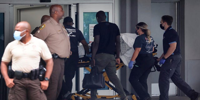 Martine Moise, First Lady of Haiti, arrives at the Ryder Trauma Center at Jackson Health System, Miami, for treatment on Wednesday, July 7, 2021, after being shot several times at her home earlier today in Port-au- Prince, Haiti. (Miami Herald via AP)