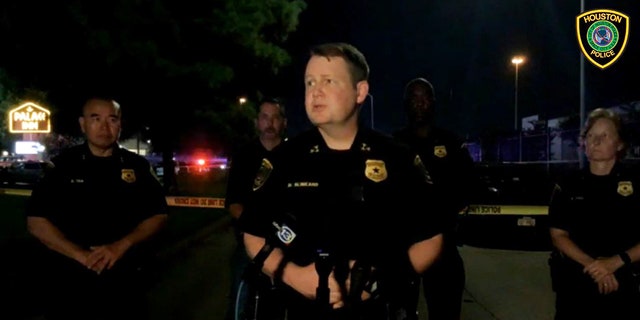 Houston Police Executive Chief Matt Slinkard speaks at a press conference Monday morning after the shooting.
