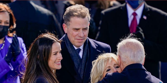 President Joe Biden embraces his family First Lady Dr. Jill Biden, son Hunter Biden and daughter Ashley after being sworn in during his inauguation on the West Front of the U.S. Capitol on January 20, 2021 in Washington, D.C.