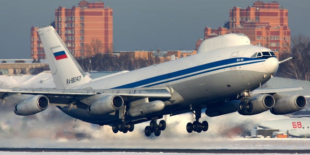 An Ilyushin Il-80, a Russian military aircraft modified from the Ilyushin Il-86 airliner, noto come Doomsday Plane, is seen in the Moscow region in February 2012. Putin has now ordered two upgraded versions of the plane to be constructed.