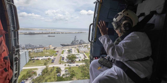 After circling the USS Delbert D. Black, Irma Black then asked for an aerial tour of nearby Jacksonville.