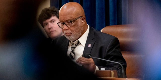 Chairman Rep. Bennie Thompson, D-Miss., meets with the select committee on the Jan. 6 attack as they prepare to hold their first hearing Tuesday, on Capitol Hill, in Washington, Monday, July 26, 2021. 