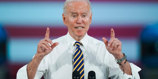 President Joe Biden speaks during a visit to the Lehigh Valley operations facility for Mack Trucks in Macungie, Pa., Wednesday, July 28, 2021. (AP Photo/Matt Rourke)