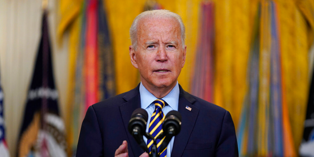 President Joe Biden speaks on the withdrawal of US troops from Afghanistan, in the East Room of the White House, Thursday, July 8, 2021, in Washington. 