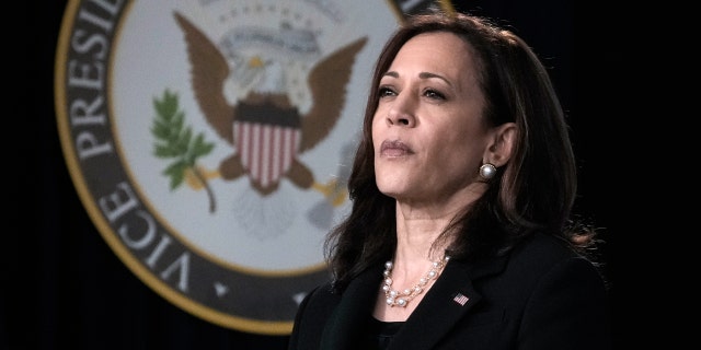 Vice President Kamala Harris waits to speak during an event on high-speed internet access in the South Court Auditorium at the White House complex on June 3, 2021.(Photo by Drew Angerer/Getty Images)