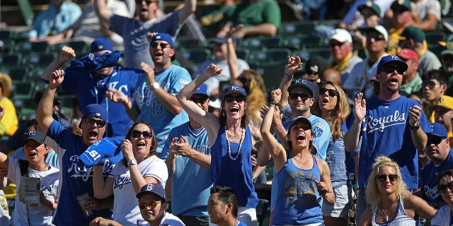 The Kansas City Royals have a new MVP according to social media – a man who went viral during a game for opening up a wallet appearing to be caught up in flames. (Photo by Brad Mangin/MLB Photos via Getty Images)