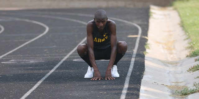 Spc. Benard Keter takes a quick break while training in Colorado Springs, Colorado July 13, 2021. Photo by Brittany Nelson, IMCOM Public Affairs
