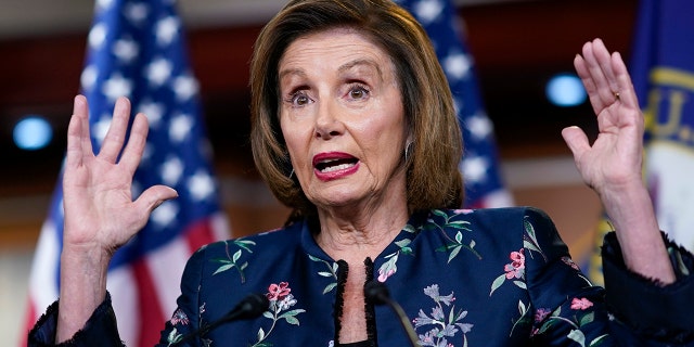 House Speaker Nancy Pelosi, D-Calif., meets with reporters at the Capitol in Washington, Thursday, July 22, 2021. (Associated Press)