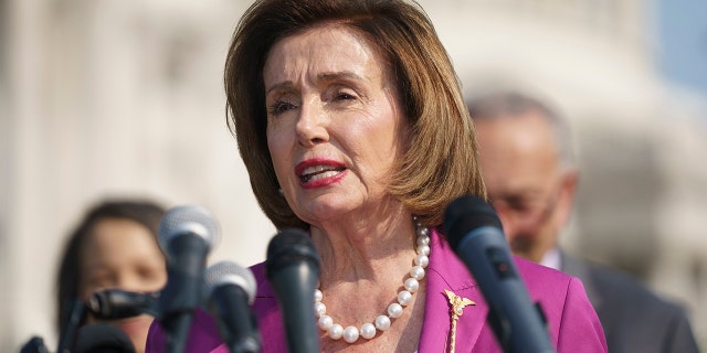 Speaker of the House Nancy Pelosi, D-Calif., talks at an event on the urgent need to counter climate change in the US with transformational investments in clean jobs, at the Capitol in Washington, Wednesday, July 28, 2021. (AP Photo/J. Scott Applewhite)