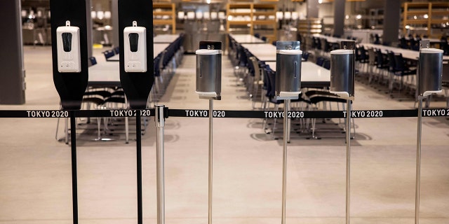 The main dining hall of the Olympic Village in Tokyo. (Photo by BEHROUZ MEHRI/AFP via Getty Images)