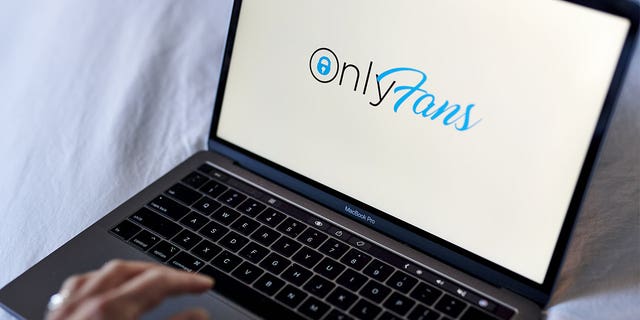 The OnlyFans logo on a laptop computer in New York on June 17, 2021.
