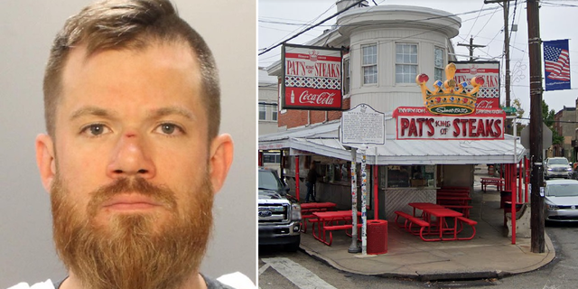 Paul Burkert was arrested following a shooting outside of Pat's Steaks in Philadelphia, Pa. Early Thursday morning.  (Philadelphia Police / Google Maps)