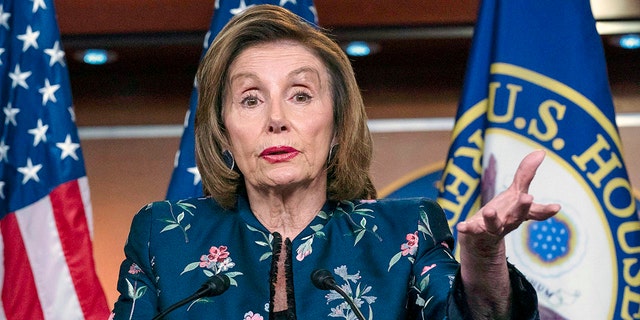 Speaker of the House Nancy Pelosi, D-Calif., meets with reporters at the Capitol in Washington, Thursday, July 22, 2021. Pelosi and moderate House Democrats are at an impasse over which part of President Biden's agenda to pass first. (AP Photo/Jose Luis Magana)